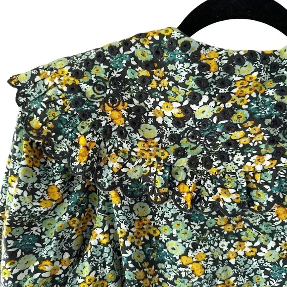 UNIVERSAL thread | NWOT | BALLOON SLEEVE BOHO FLORAL COLLARED BLOUSE | SMALL - Picture 7 of 10